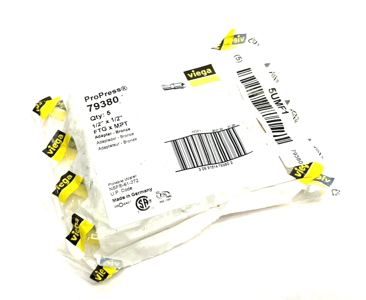 Viega 79380 ProPress Male Pipe Adapter, FTG x MPT - Model 2911.1ZL 5-PACK - Maverick Industrial Sales