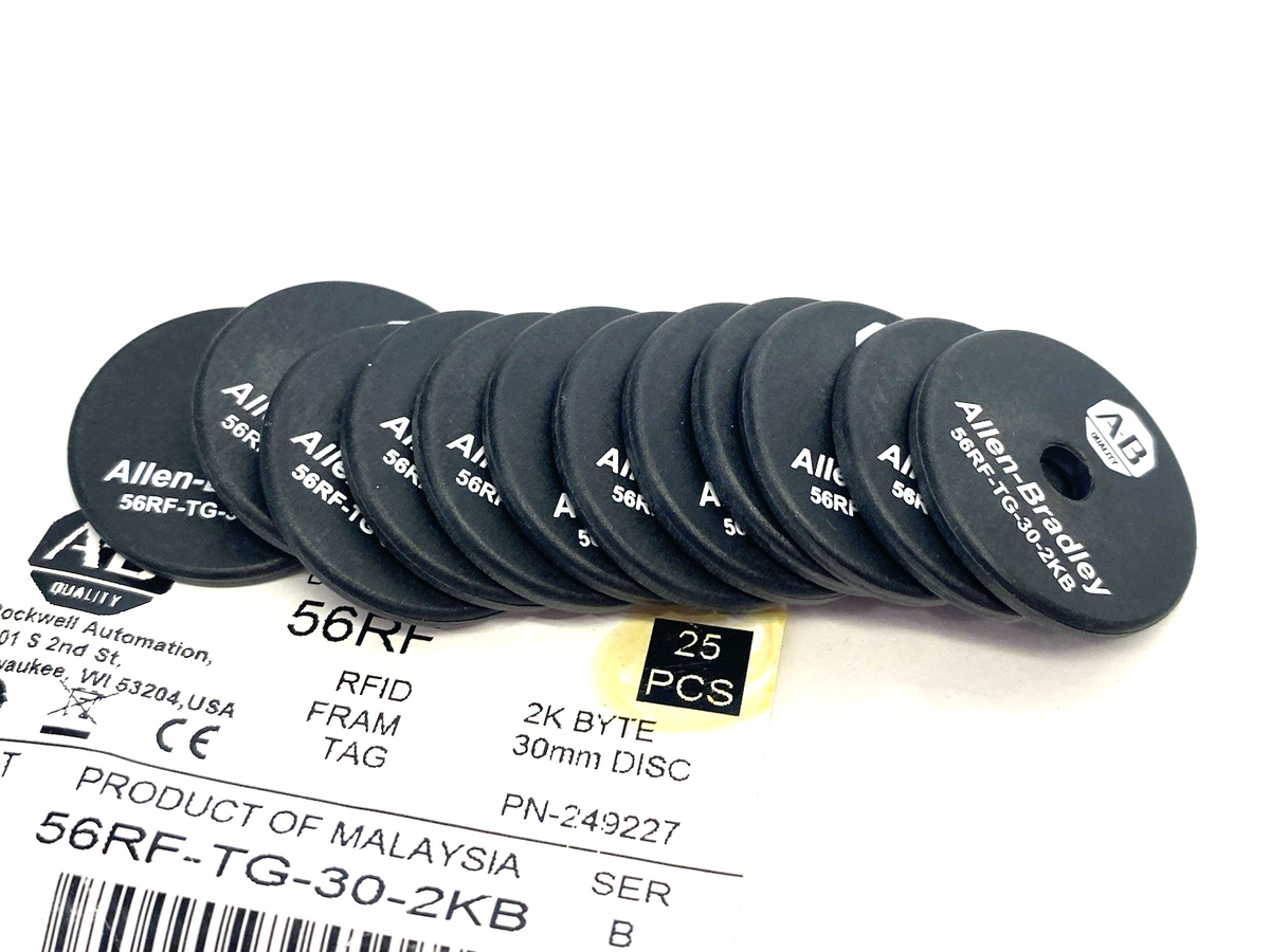 56RF-TG-30-2KB | Allen Bradley Ser. B 30mm Disc RFID Tag 2K Byte Memory PKG OF 12- New – Open box - Maverick Industrial Sales