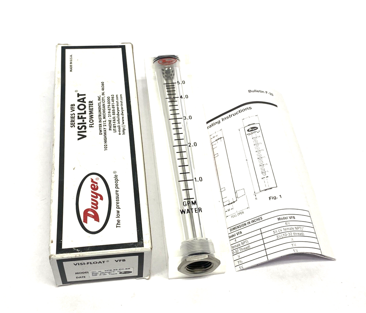 Dwyer VFB-86-EC-SS VISI-FLOAT Flowmeter VFB,0.6-5 GPM Water,4-in. Scale - Maverick Industrial Sales