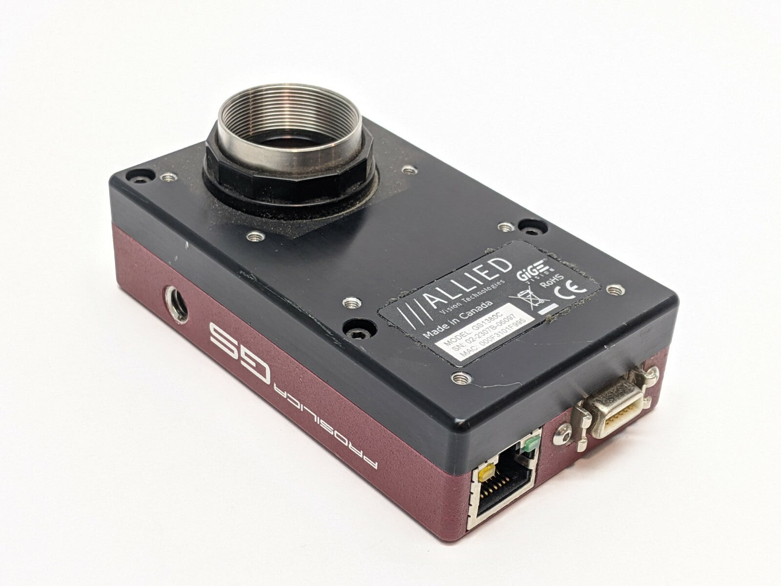 Allied Vision GS1380C GigE Prosilica GS Right Angle CCD Camera Gigabit Ethernet - For parts or not working - Maverick Industrial Sales