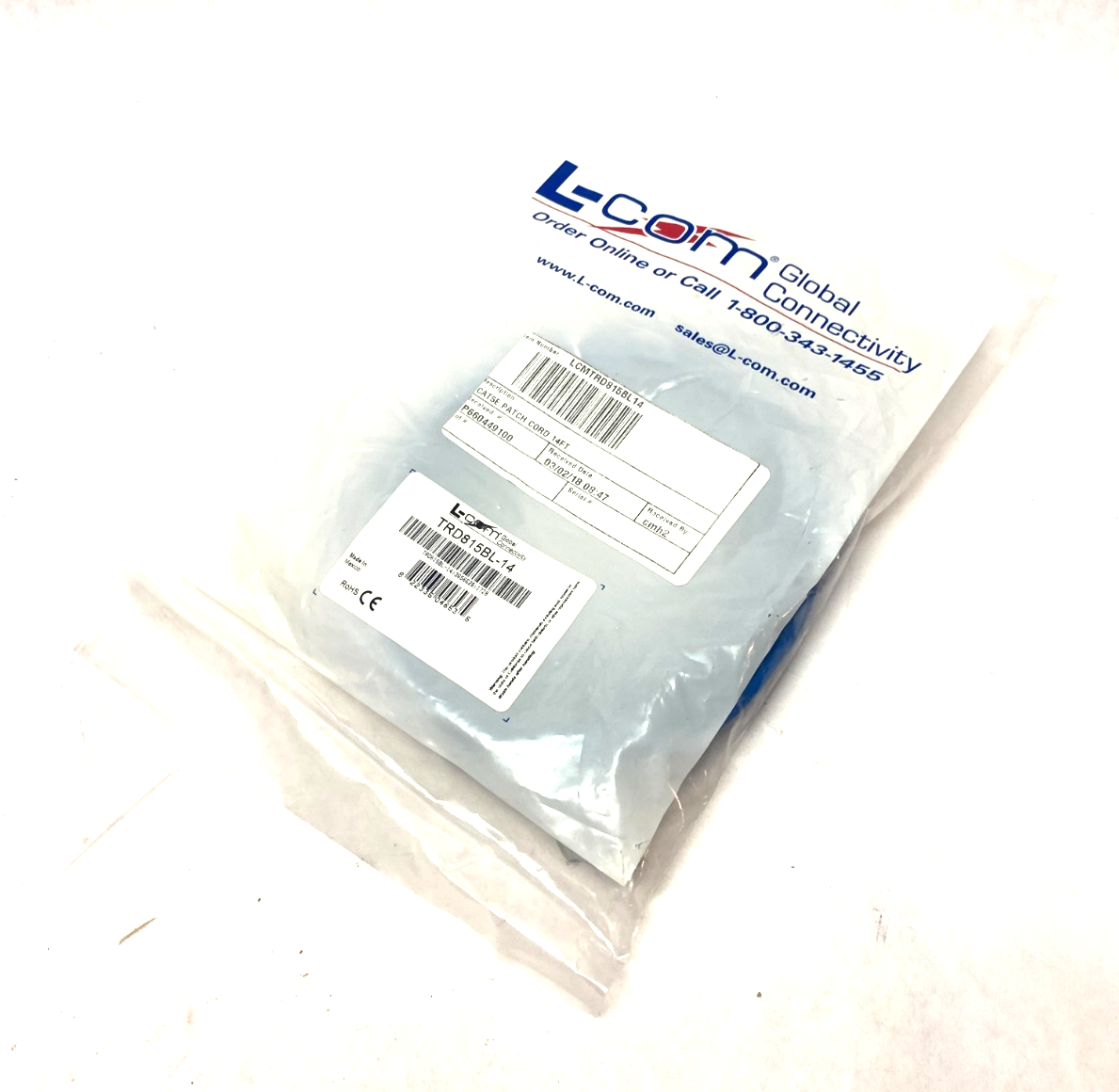 L-Com TRD815BL-14 Ethernet Patch Cable - New - Maverick Industrial Sales