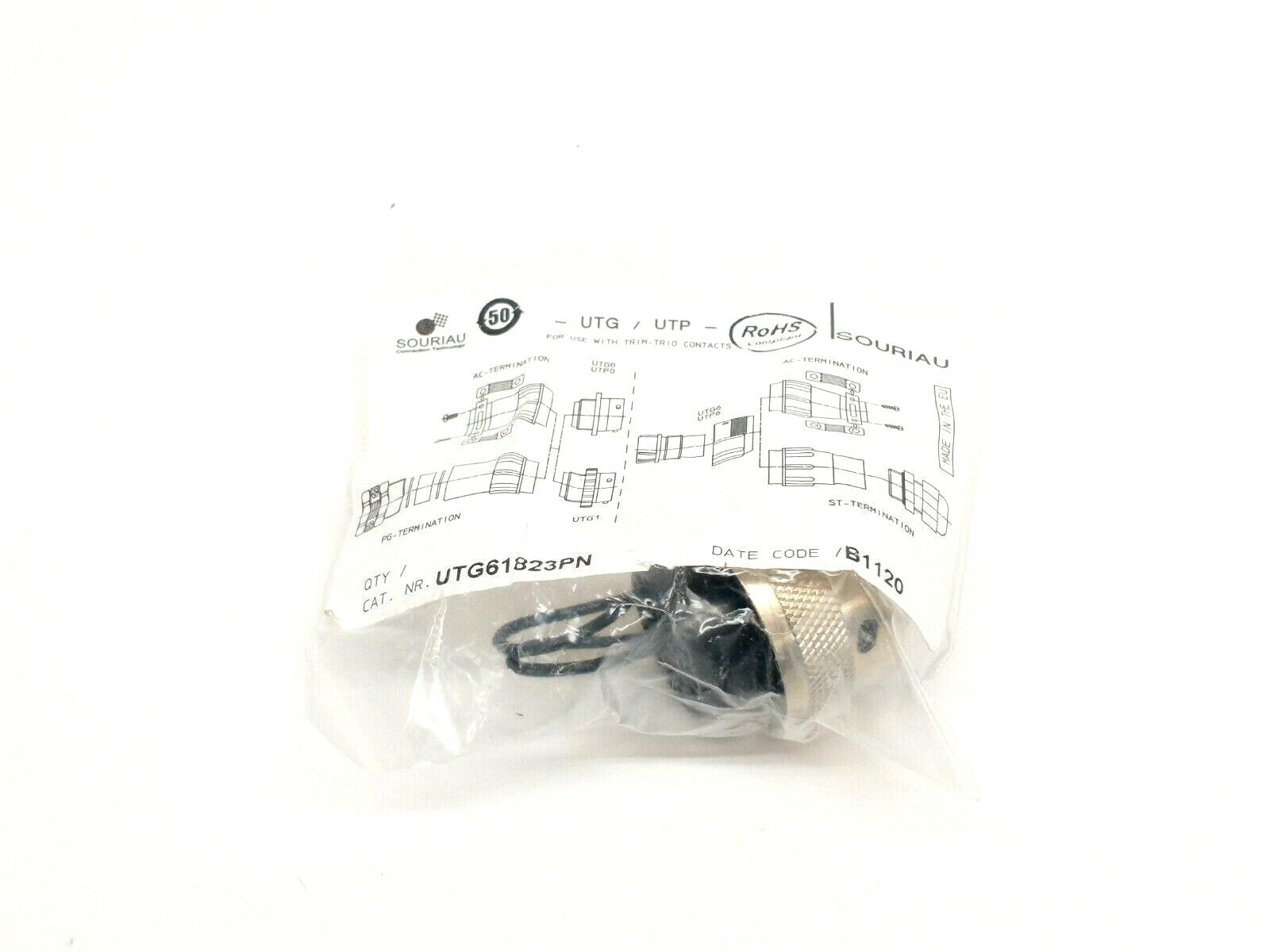 Souriau UTG61823PN 1/3 Bayonet Coupling IP65 Size 18 23-Pin Circular Male Plug - Maverick Industrial Sales