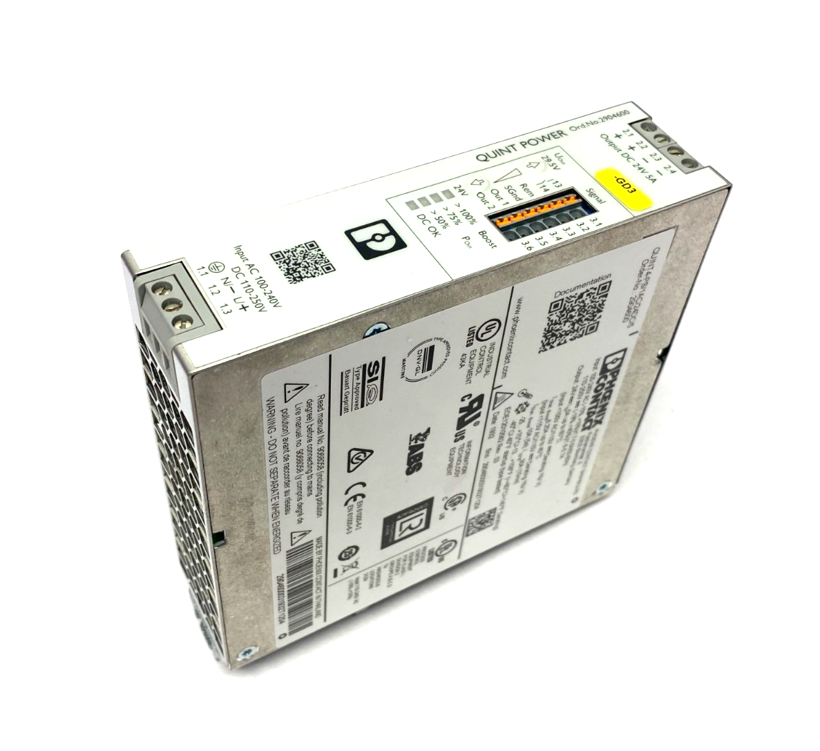 Phoenix Contact QUINT4-PS/1AC/24DC/5 Primary Switched Power Supply 2904600 - Used - Maverick Industrial Sales