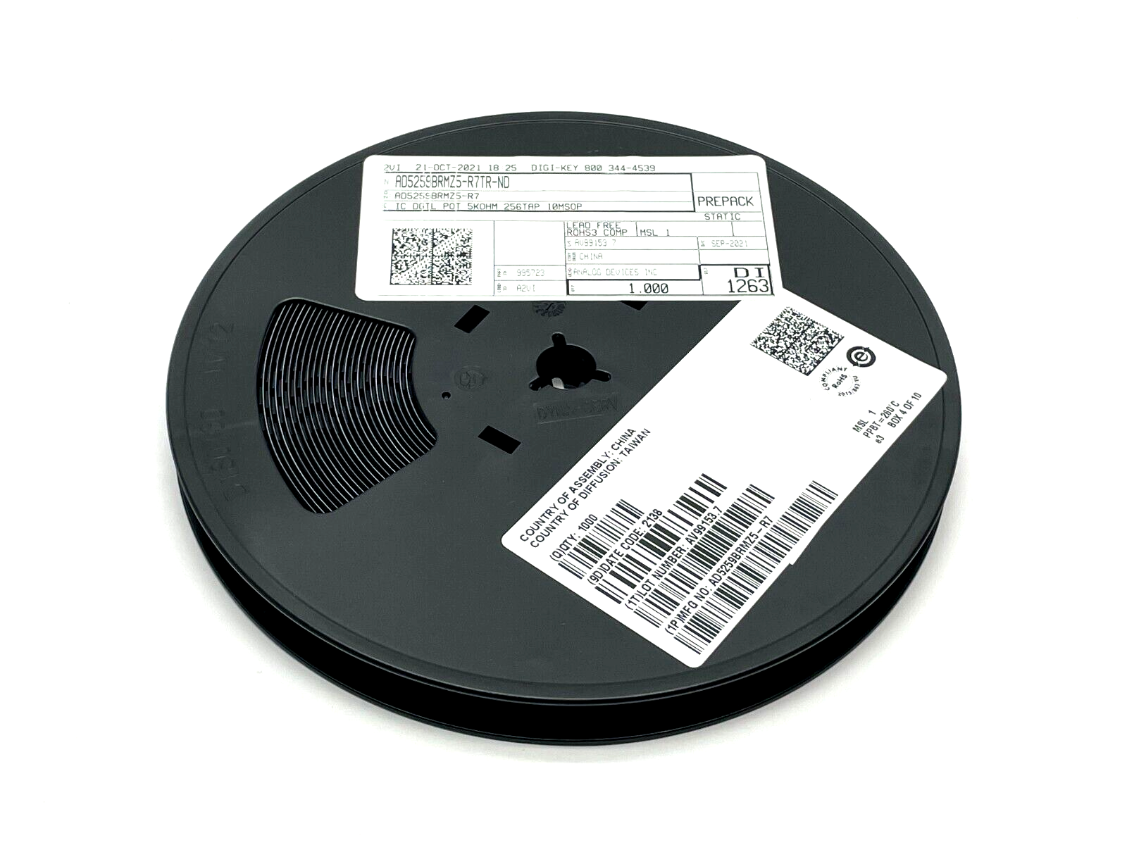 AD5259BRMZ5-R7 | Analog Devices Digital Potentiometer 5k Ohm 1 Circuit LOT OF 1000 - New - Maverick Industrial Sales