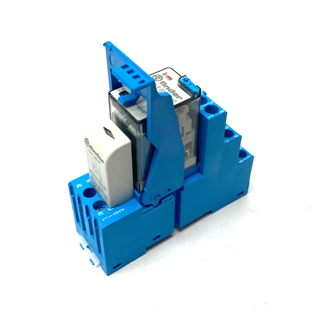 Finder 55.34.9.024.0040 Gen. Purpose Relay, 99.02.9.024.99 LED Diode, 94.04 Base - Maverick Industrial Sales