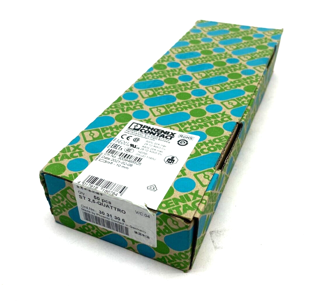 Phoenix Contact ST 2,5-QUATTRO Feed-Through Terminal Blck Gray 3031306 PKG OF 50 - New - Maverick Industrial Sales