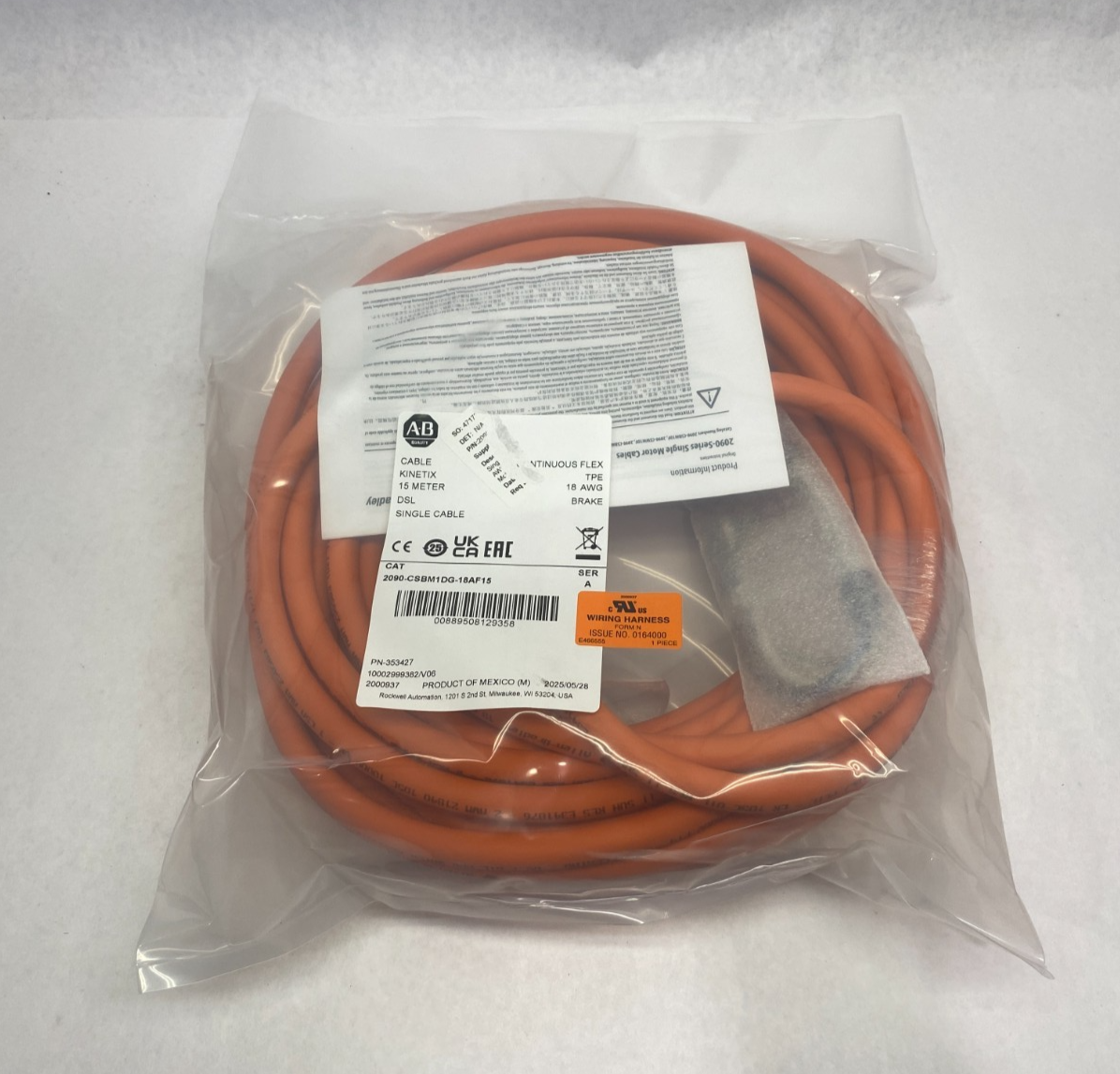 2090-CSBM1DG-18AF15 | Allen Bradley Ser A Kinetix Connection Cable 15m Cont. Flex - New - Maverick Industrial Sales