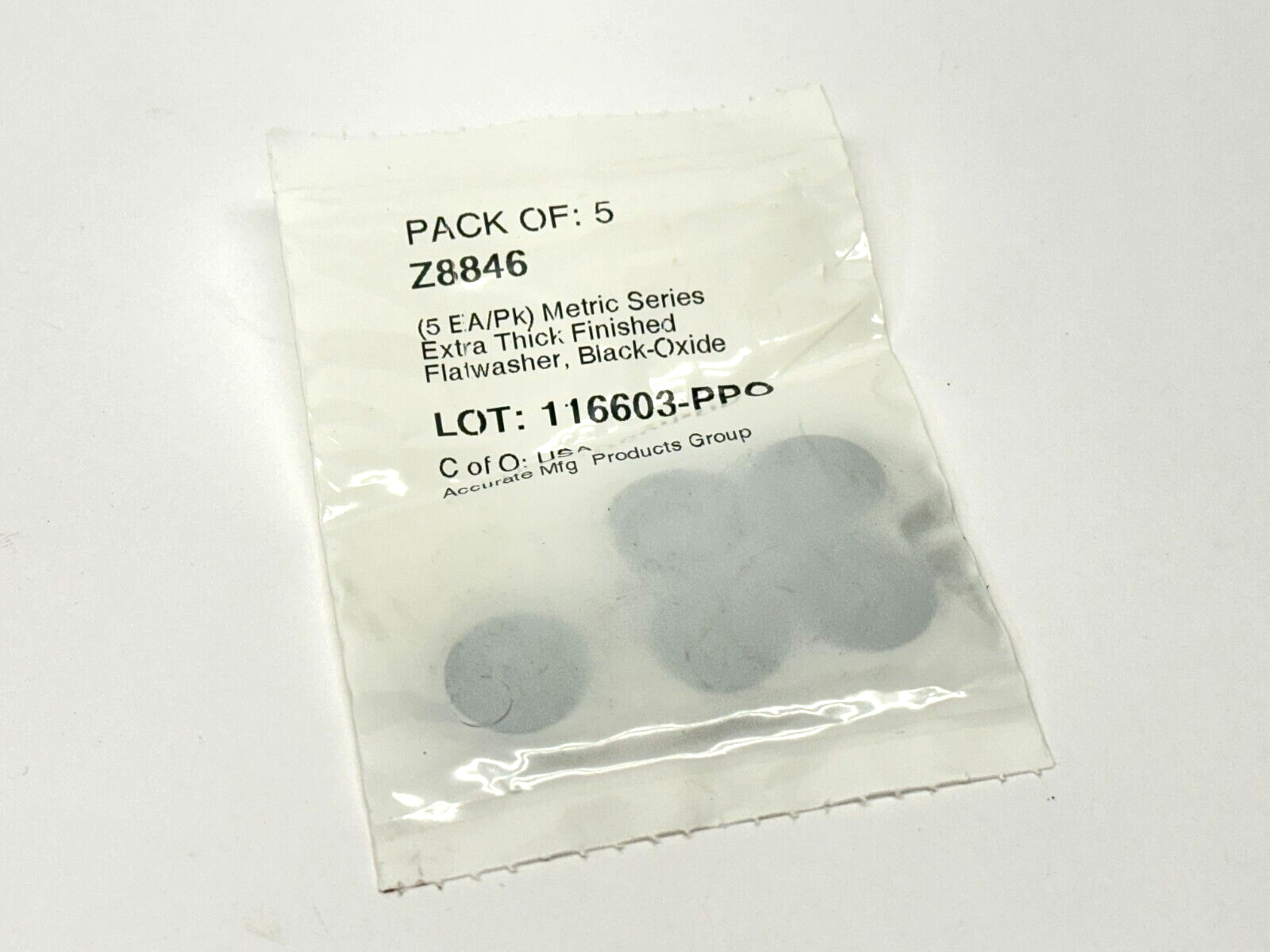 Z8846 | Accurate Mfg Metric Series Extra Thick Finished Flatwasher PACK OF 5 - New - Maverick Industrial Sales