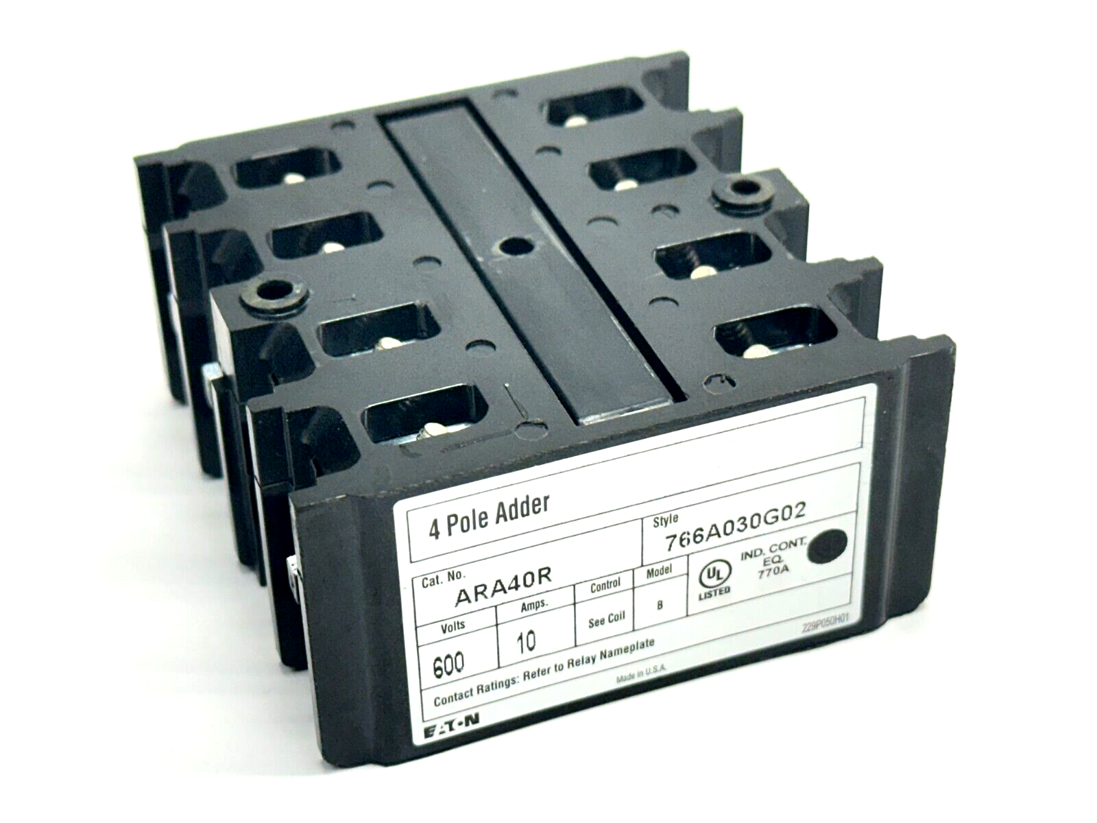 Eaton ARA40R 600V 10A Contact 4 Pole Adder 766A030G02 Model B - Maverick Industrial Sales