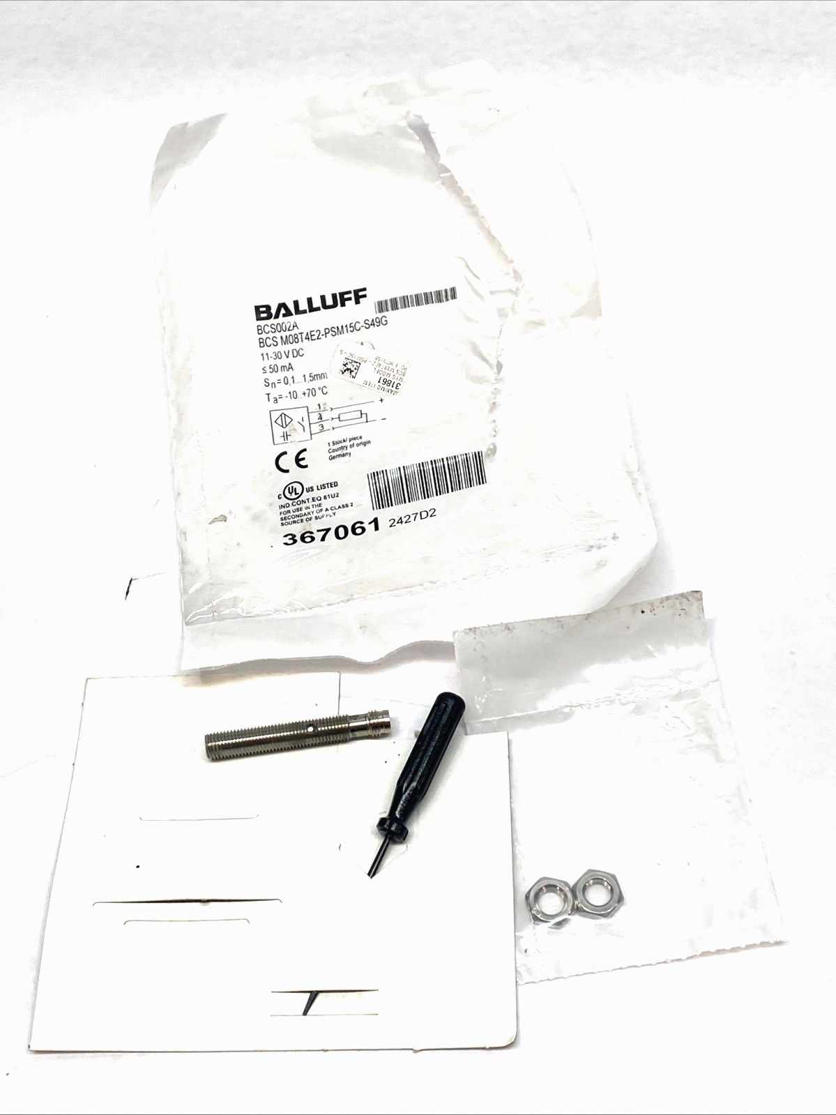 Balluff BCS002A Capacitive Proximity Sensor M8 M08T4E2-PSM15C-S49G - Maverick Industrial Sales