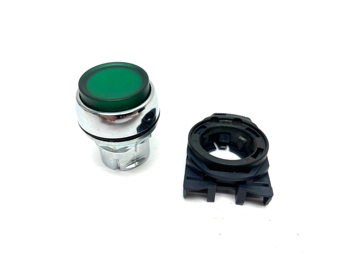 800FM-LE3 | Allen Bradley Extended Illuminated Pushbutton Green w/ Plastic Collar - Used - Maverick Industrial Sales