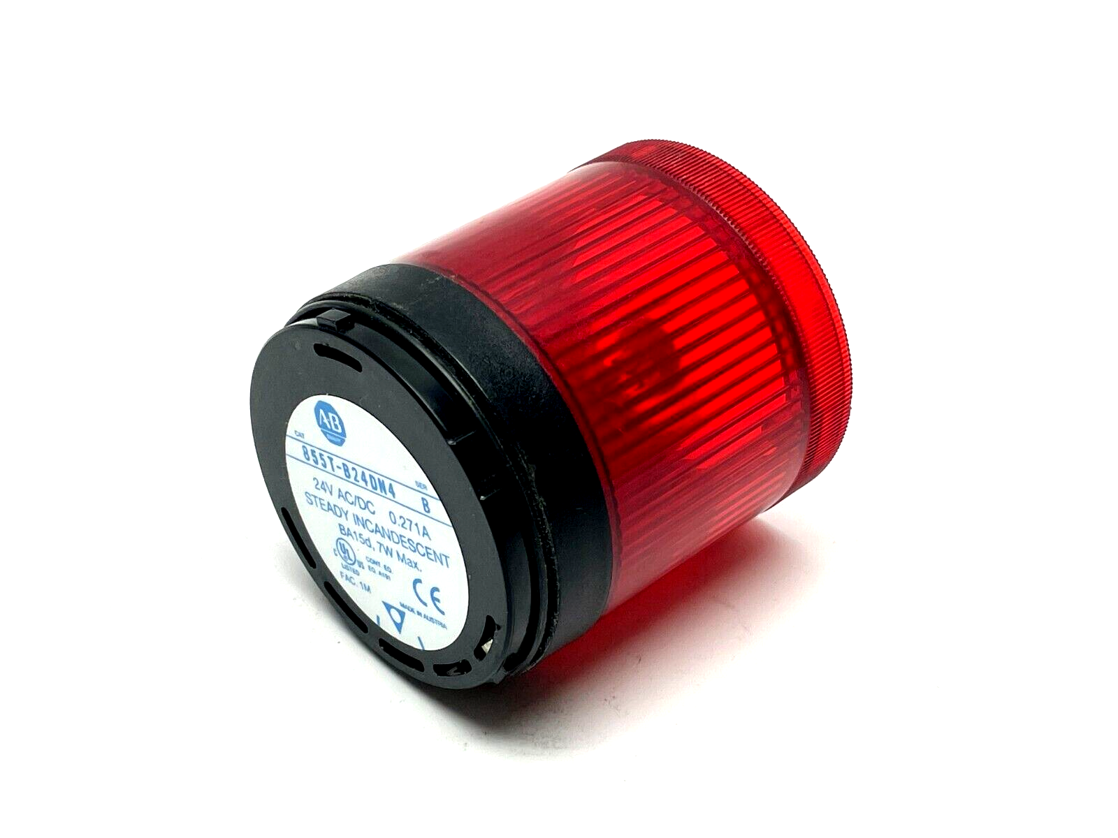 Allen Bradley 855T-B24DN4 Ser. B Stack Light Red w/ 855E-LL24W LED Bulb - Used - Maverick Industrial Sales