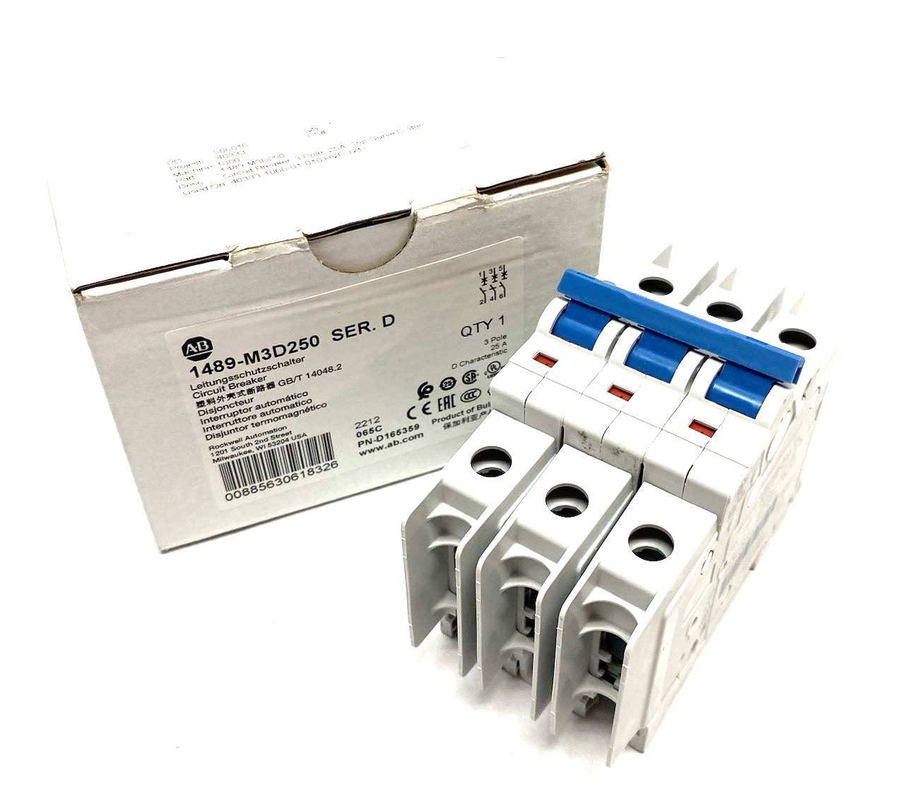 1489-M3D250 | Allen Bradley Ser. D Circuit Breaker 3-Pole 25A - New Other - Maverick Industrial Sales