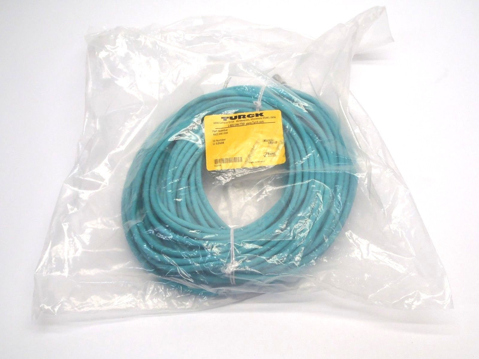 Turck RSCD 440-35M Network Eurofast 4 Pin Cable U-52608 - Maverick Industrial Sales
