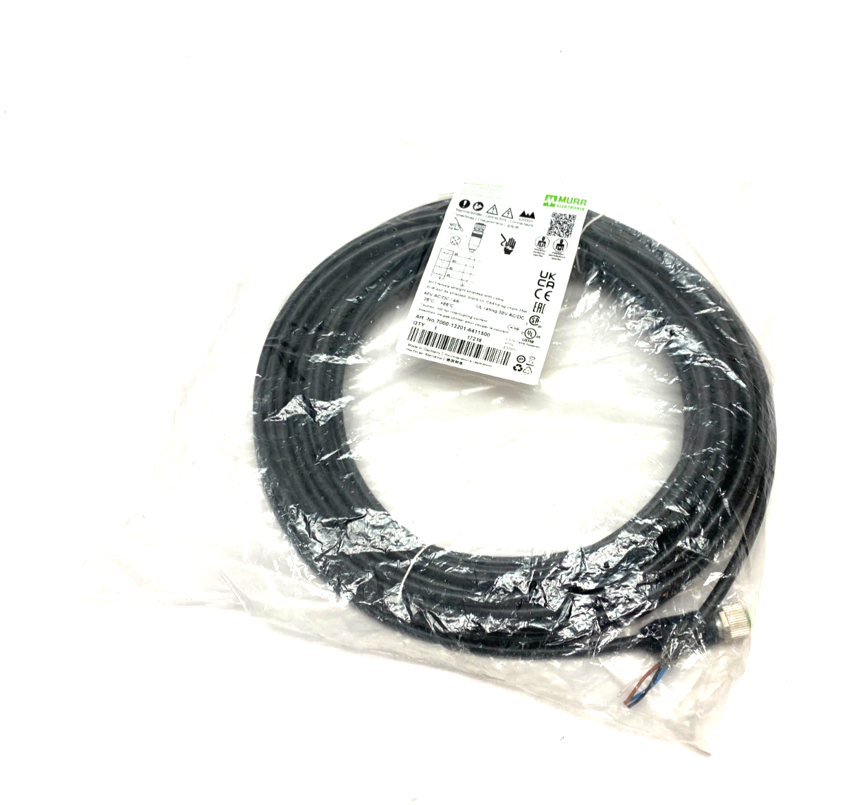 Murrelektronik 7000-13201-6411500 Single Ended M12 Female 0° A-cod. Cordset - Maverick Industrial Sales