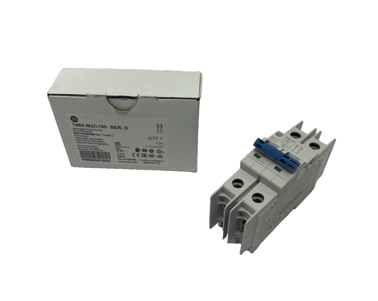 Allen Bradley 1489-M2C100 Ser. D Miniature Circuit Breaker 2P 10A Trip C - Maverick Industrial Sales