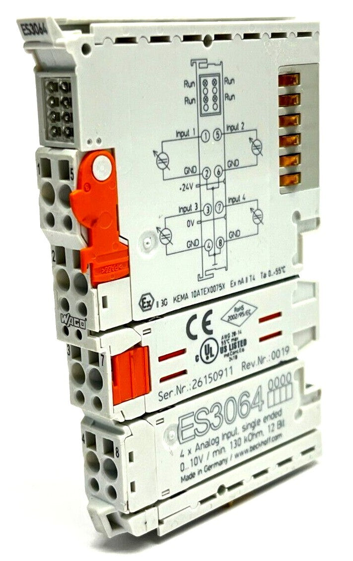 ES3064 | Beckhoff EtherCAT Terminal 4-Channel Analog Input 10V 12 Bit - Used - Maverick Industrial Sales