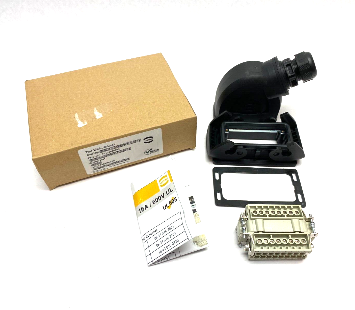 Harting 73101000003 Ground Cable Panel Connector Kit ECO B - 16B Size Kit - New – Open box - Maverick Industrial Sales