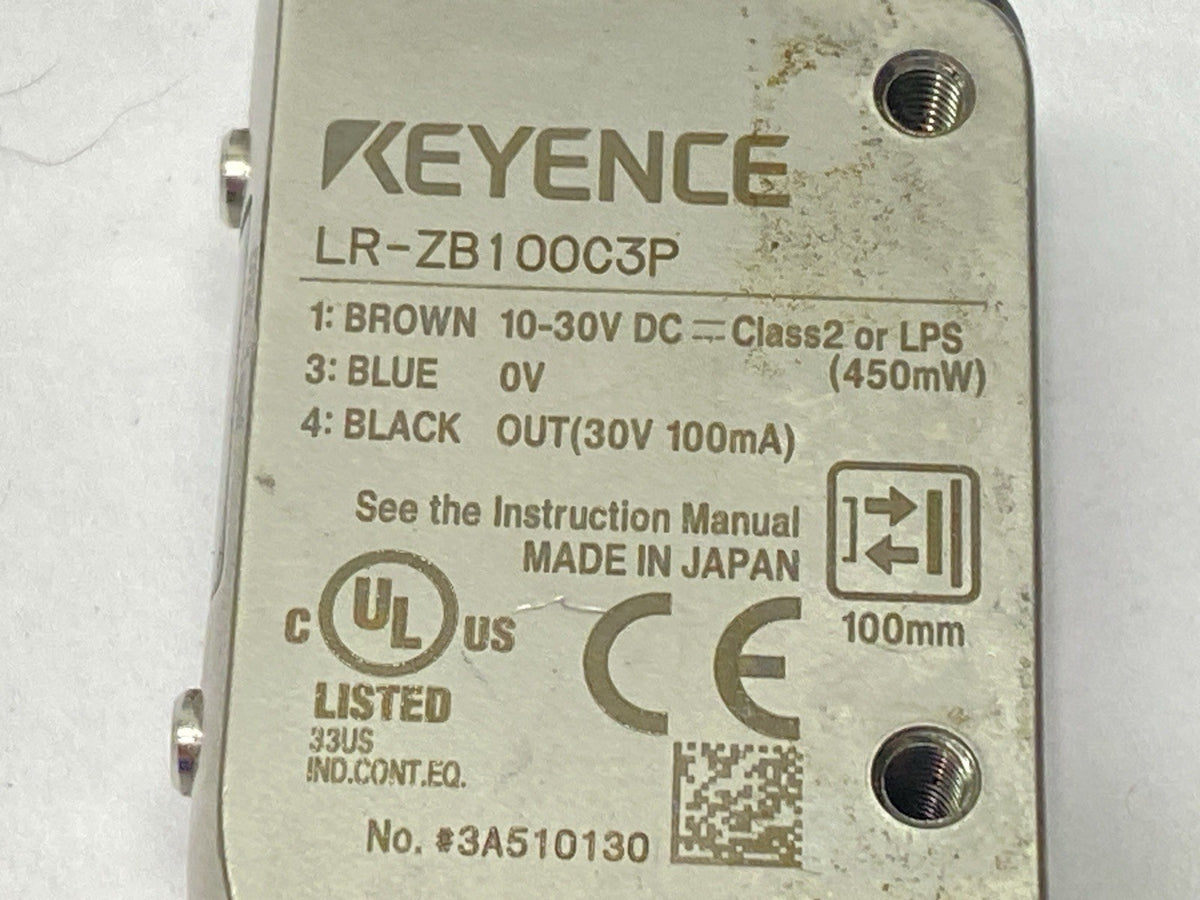 LR-ZB100C3P | Keyence Self-Contained CMOS Laser Sensor Rectangular M8 Connector- Used - Maverick Industrial Sales
