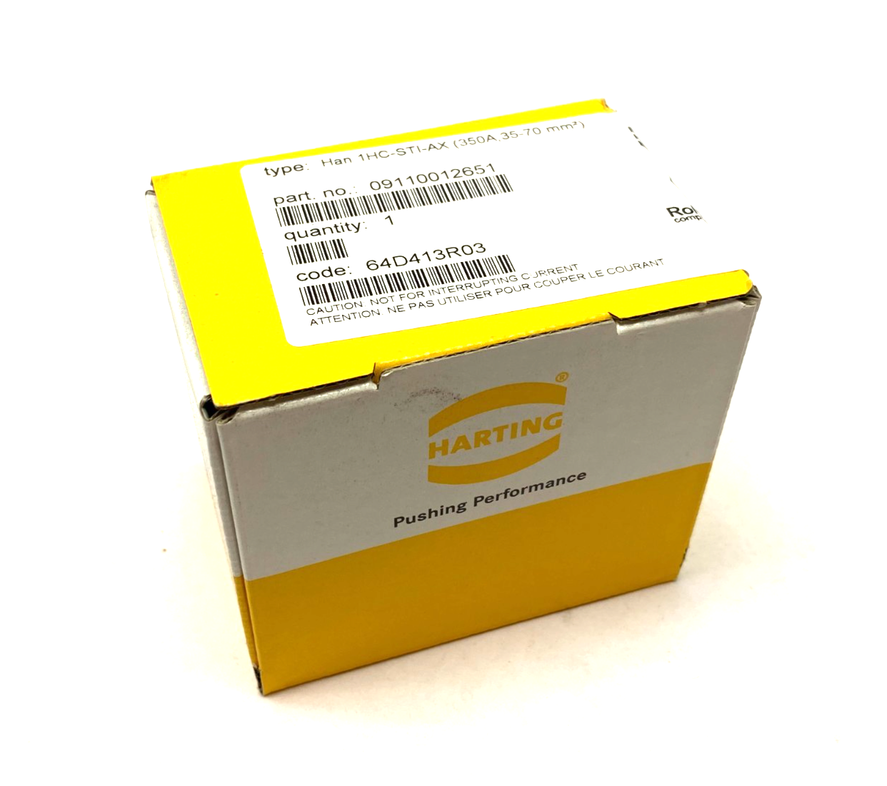 Harting 09110012651 Modular Male Insert 1-Pos Han 1HC-sti-AX (350A,35-70mm2) - Maverick Industrial Sales