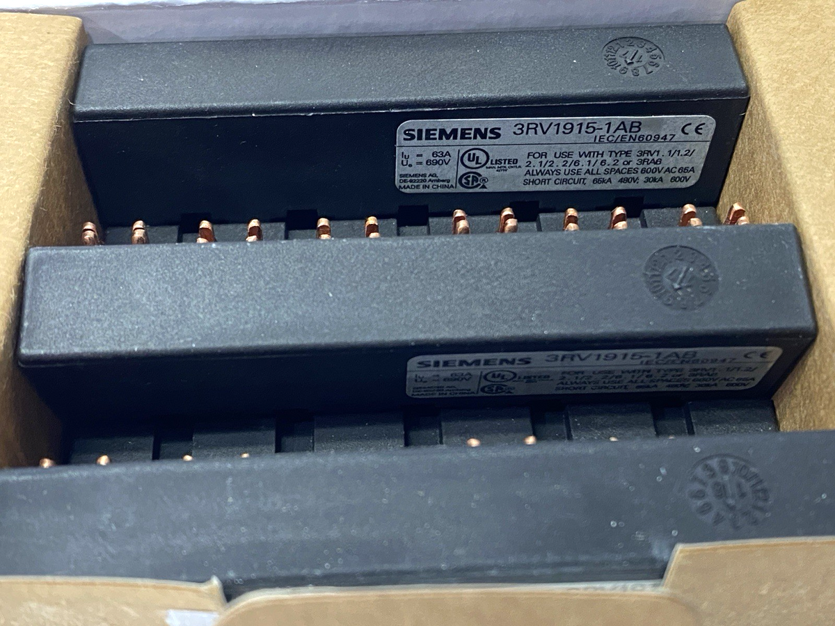 3RV1915-1AB | Siemens Busbar 3-Phase Modular Spacing 45mm for 2 Switches PKG OF 10 - New – Open box - Maverick Industrial Sales