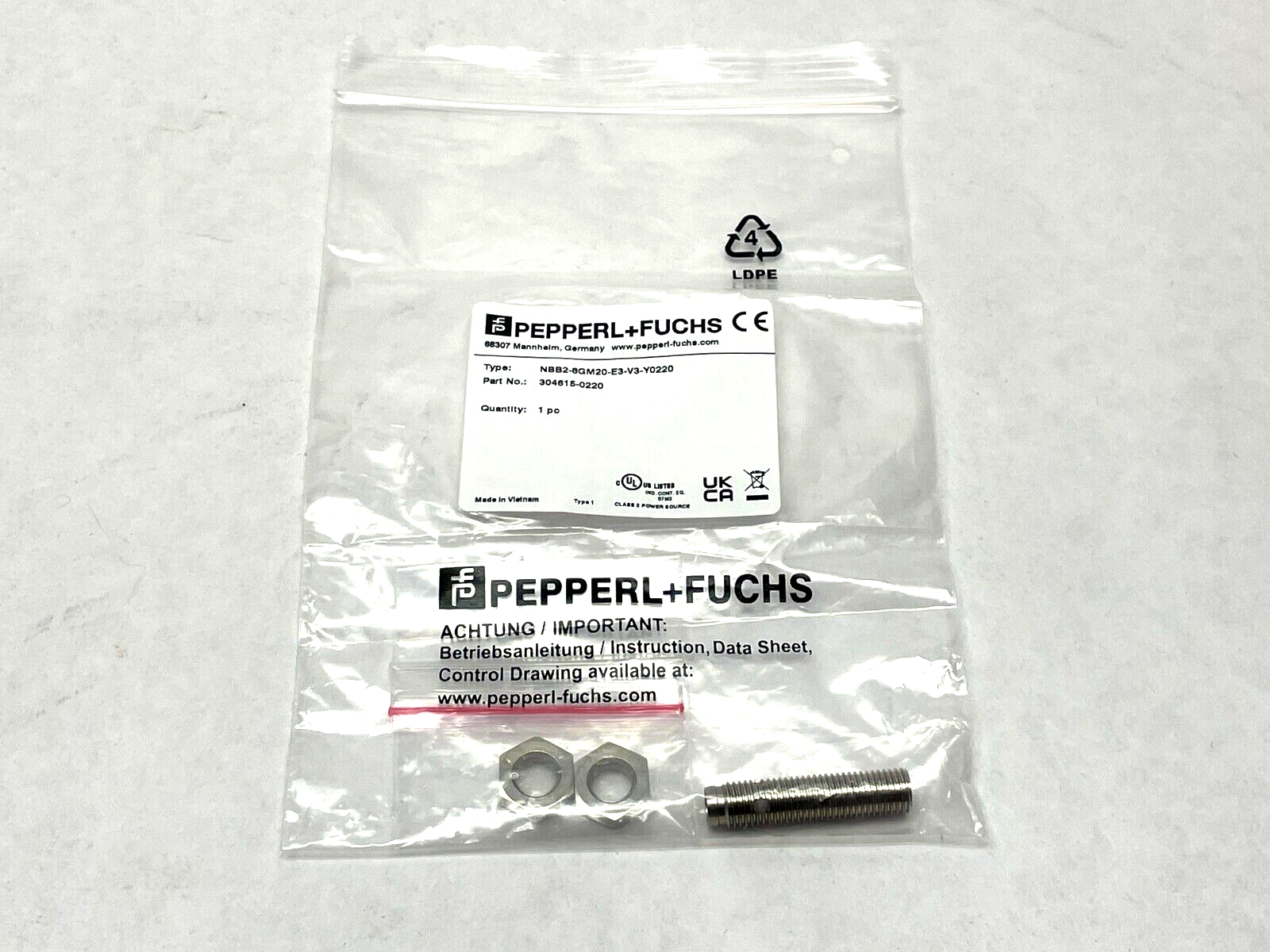 Pepperl+Fuchs NBB2-8GM20-E3-V3-Y0220 Inductive Sensor 304615-0220 - New - Maverick Industrial Sales