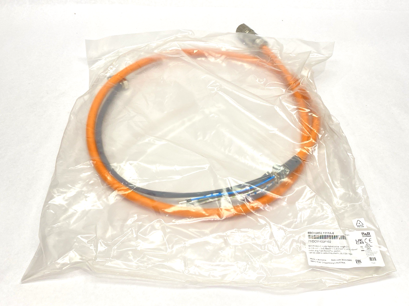 8BCH0002.1111A-0 | B&R Automation ACOPOSmulti Hybrid Motor Cable 2m - New – Open box - Maverick Industrial Sales