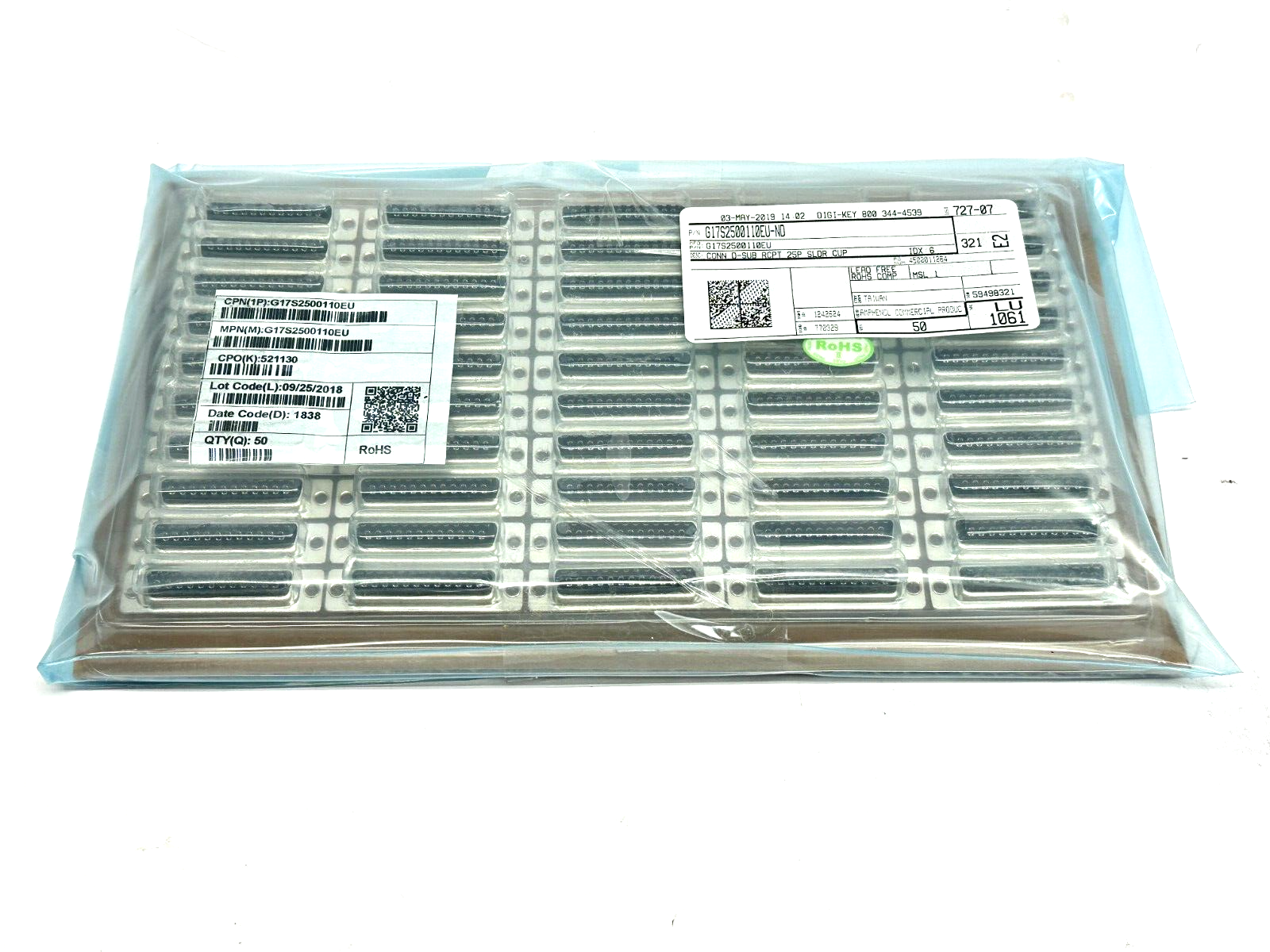 Amphenol G17S2500110EU D-Sub Standard Connectors 25P Fixed Precision TRAY OF 50 - Maverick Industrial Sales