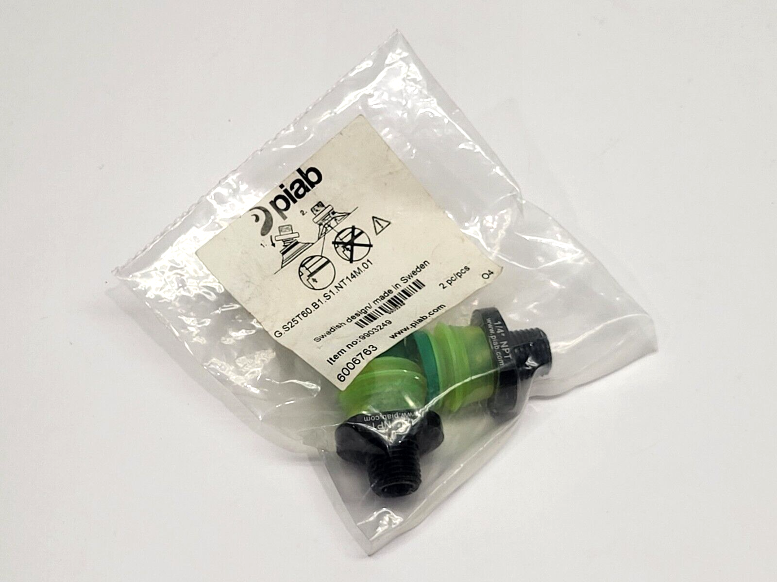 Piab G.S25T60.B1.NT14M.01 Vacuum Suction Cup 1/4" LOT OF 2 - New - Maverick Industrial Sales