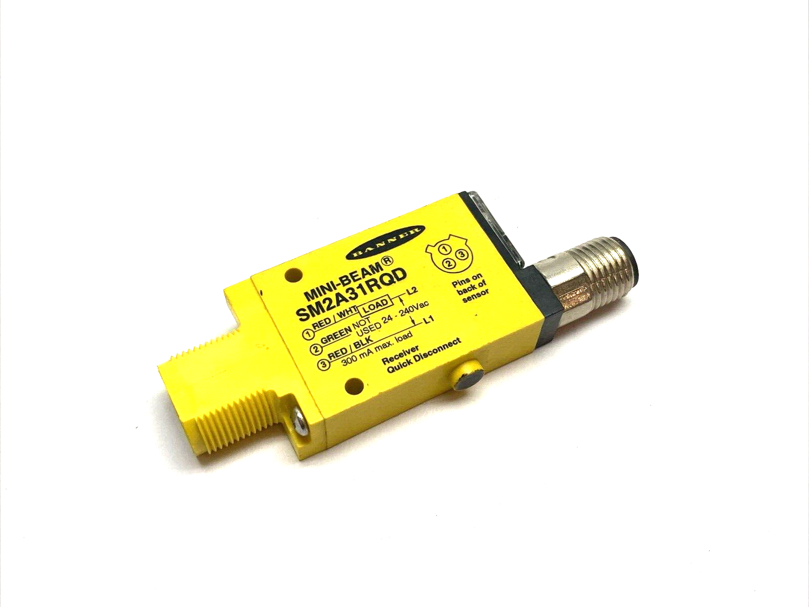 Banner SM2A31RQD MINI-BEAM Standard Receiver Sensor 3-Pin 3m Range 26486 - Maverick Industrial Sales