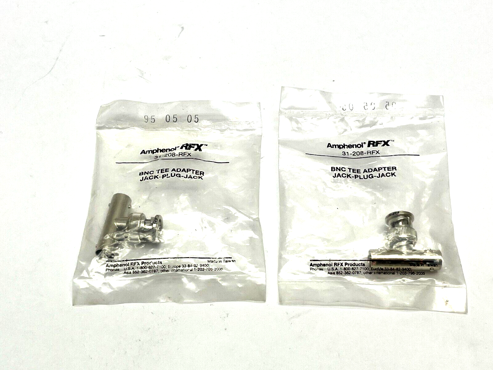 Amphenol 31-208-RFX BNC Tee Adapter Jack-Plug-Jack LOT OF 2 - Maverick Industrial Sales