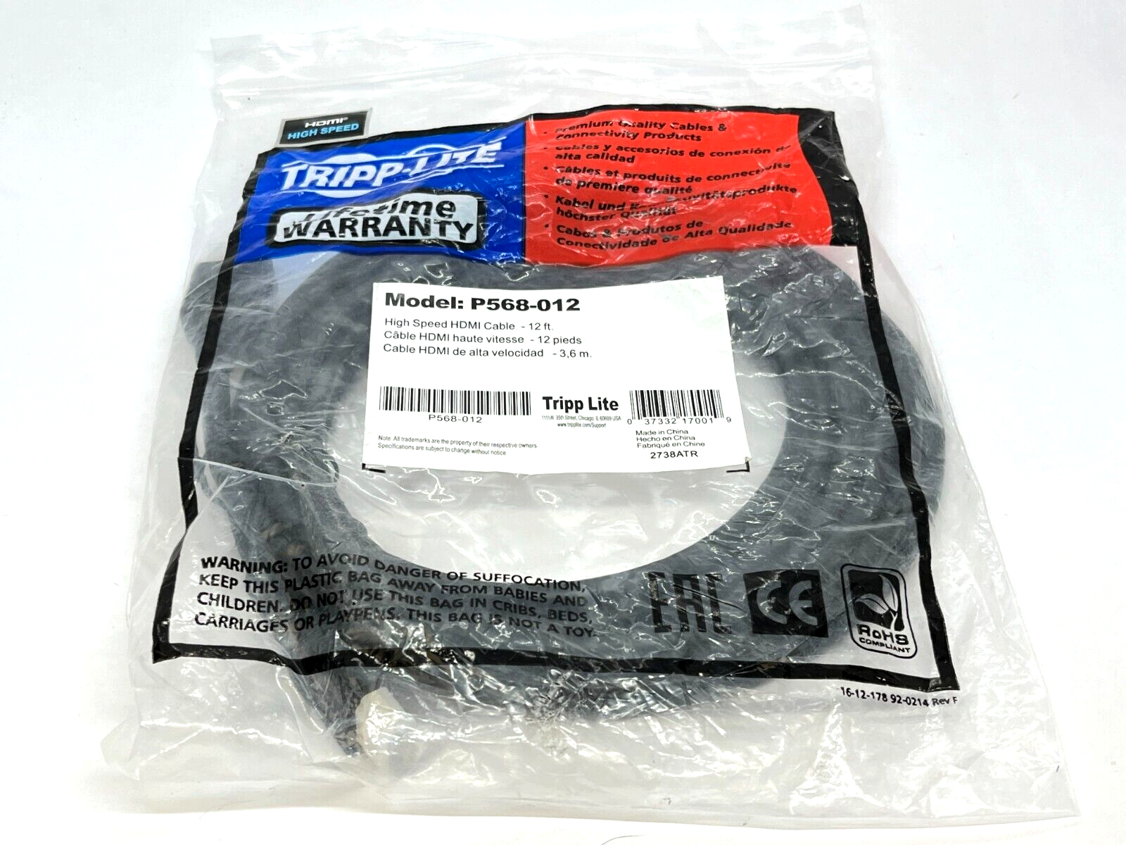 Tripp Lite P568-012 High Speed HDMI Cable 12ft - Maverick Industrial Sales