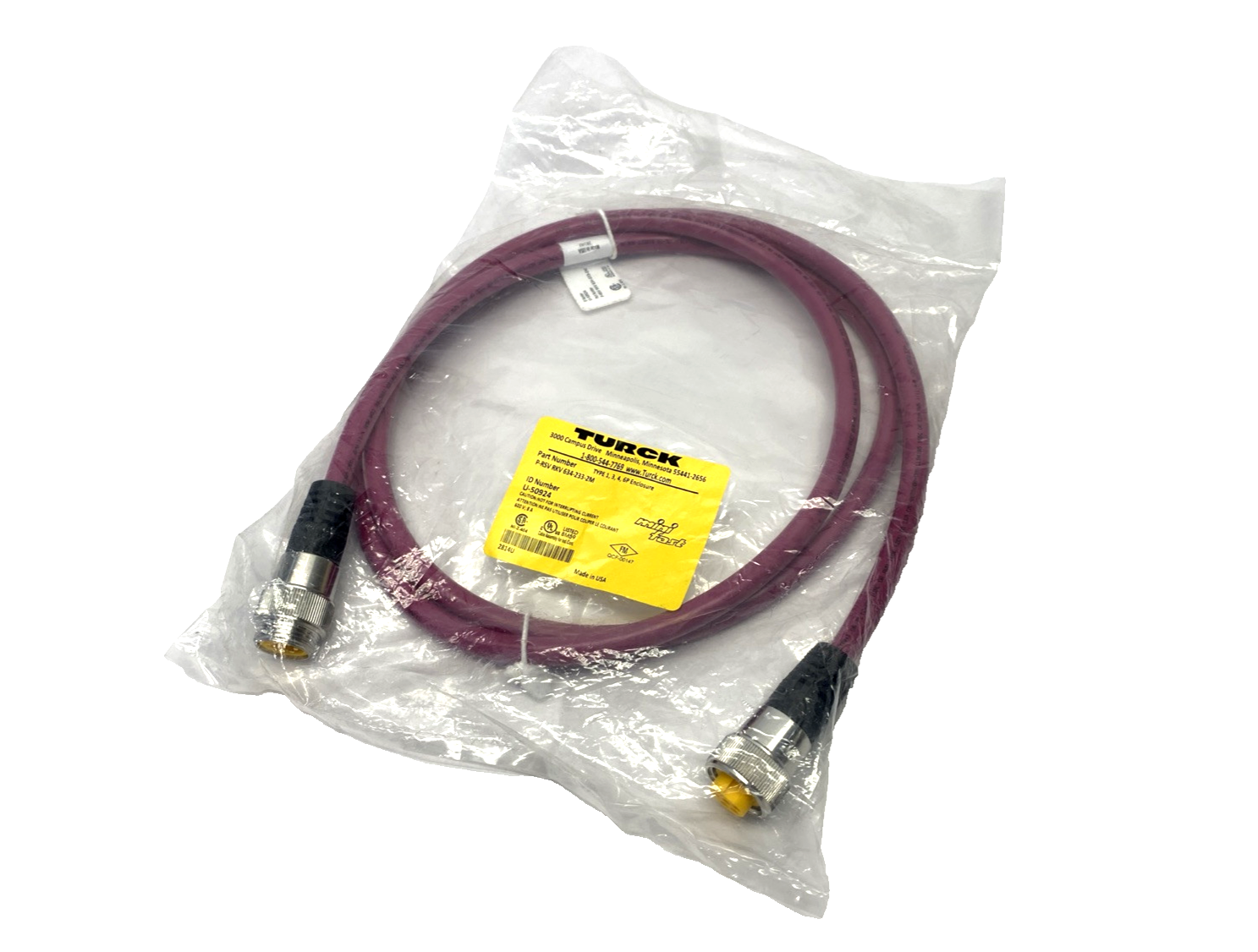 Turck P-RSV RKV 634-233-2M Hazardous Location Cordset 7/8 Male-Female 2m U-50924 - New - Maverick Industrial Sales