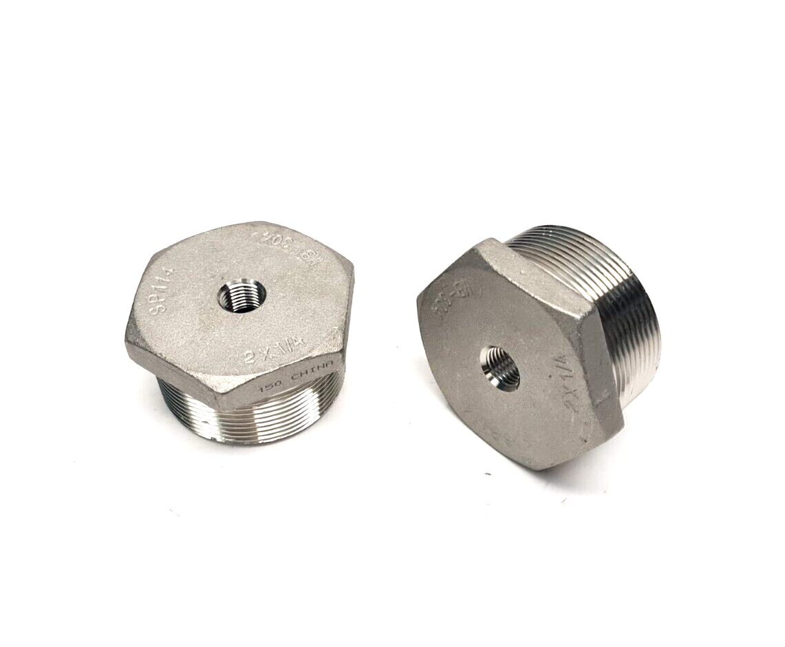 SP114 MB-304 Hex Reducer Bushing Fitting 2" x 1/4" Pipe 150# 2-1/2" Hex LOT OF 2 - Maverick Industrial Sales