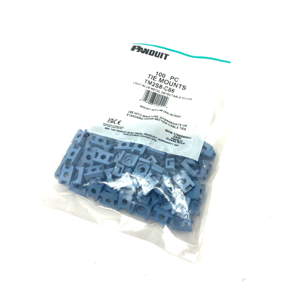 Panduit TM2S8-C86 Light Blue Metal Detectable Nylon Cable Tie Mount PKG OF 100 - Maverick Industrial Sales