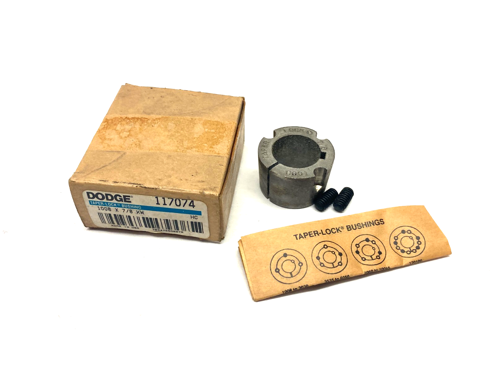 117074 | Dodge Taper-Lock Bushing 1008 x 7/8 KW - New - Maverick Industrial Sales