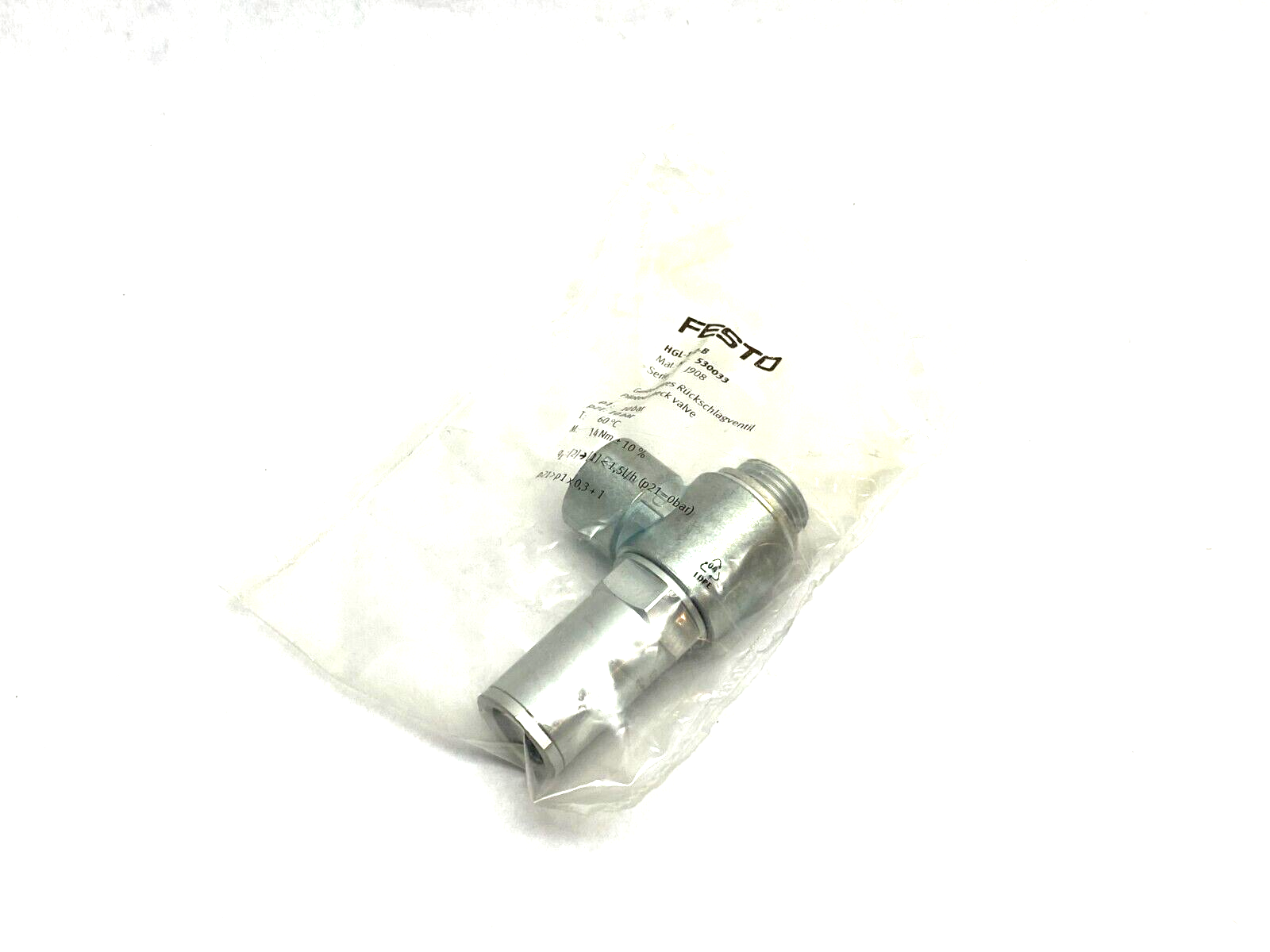 Festo HGL-1/2-B Piloted Check Valve J908, 530033 - New - Maverick Industrial Sales