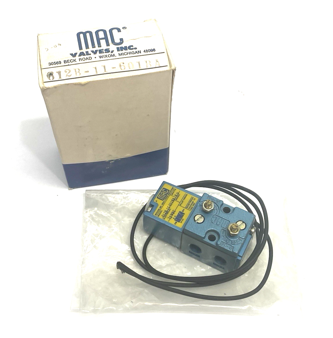MAC Valves 612B-11-601BA Single Operator Solenoid Valve 12VDC, 8.5W - Maverick Industrial Sales