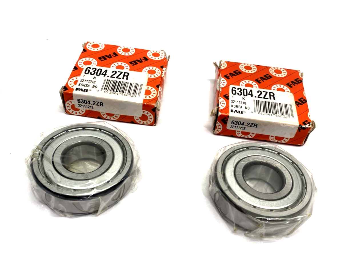 FAG 6304.2ZR Radial Deep Groove Ball Bearing 20mm I.D. 52mm O.D. 15mm Width 2PK - Maverick Industrial Sales