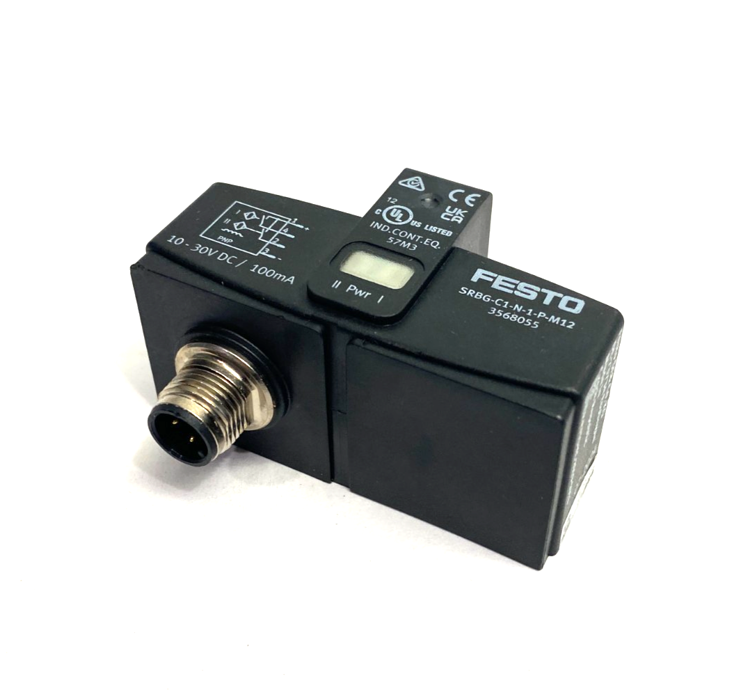 SRBG-C1-N-1-P-M12 | Festo 3568055 Inductive Sensorbox, Angular, BROKEN MOUNT HOLE - Used - Maverick Industrial Sales