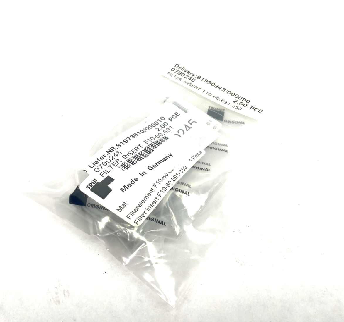 0790245 | Trumpf Water Filter Element/Insert F10-60.691-350 PKG OF 2 - New - Maverick Industrial Sales