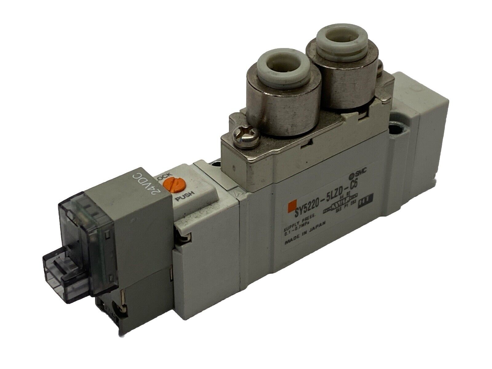 SMC SY5220-5LZD-C6 Pneumatic Solenoid Valve 5-Port Solenoid 24VDC - Maverick Industrial Sales
