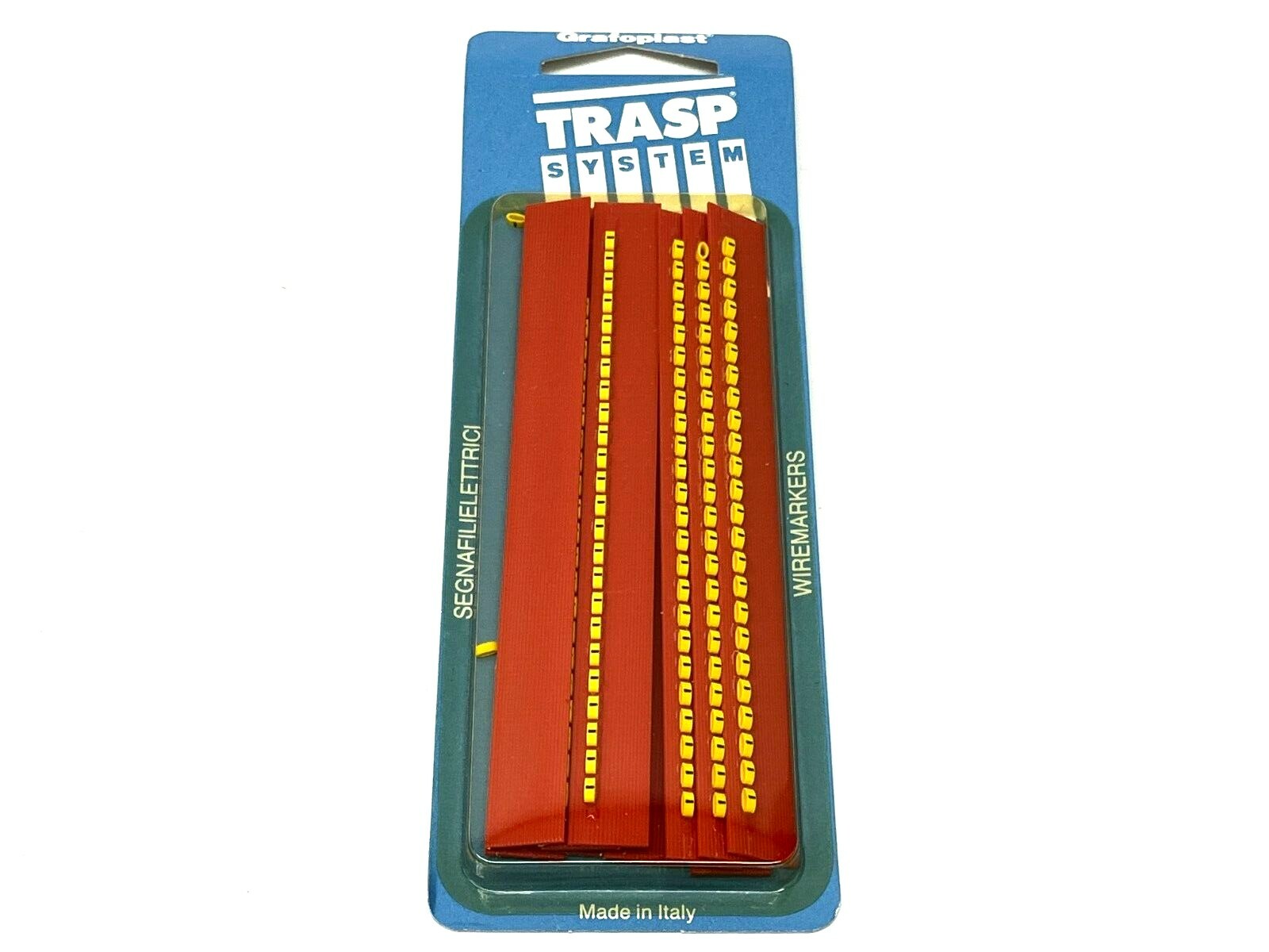 Grafoplast 117P81BY Trasp System Wire Markers - Black on Yellow 10 Strips - Maverick Industrial Sales