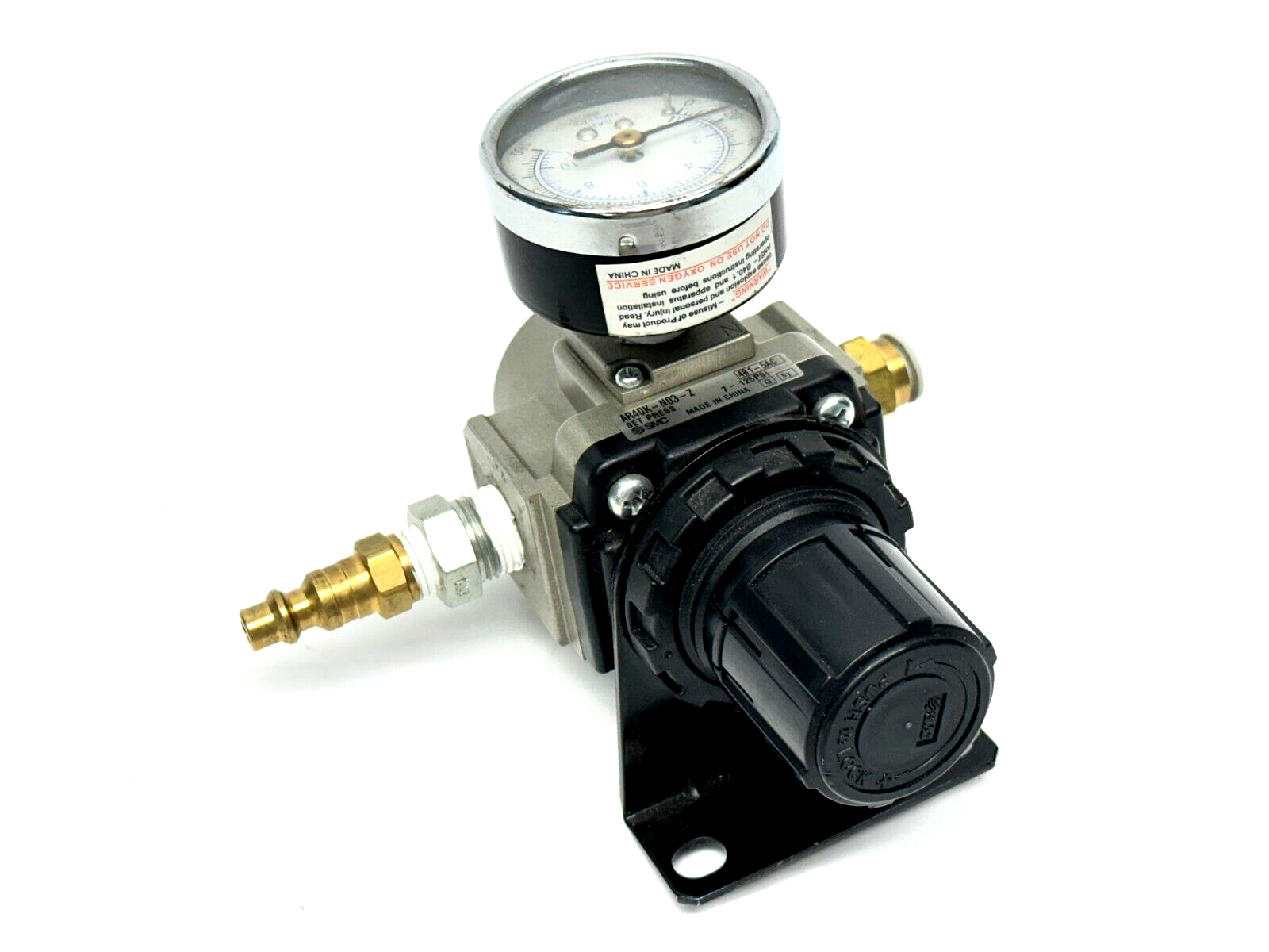 SMC AR40K-N03BG-Z Pneumatic Regulator 7-125PSI w/ Bracket and Gauge 0-160PSI - Used - Maverick Industrial Sales