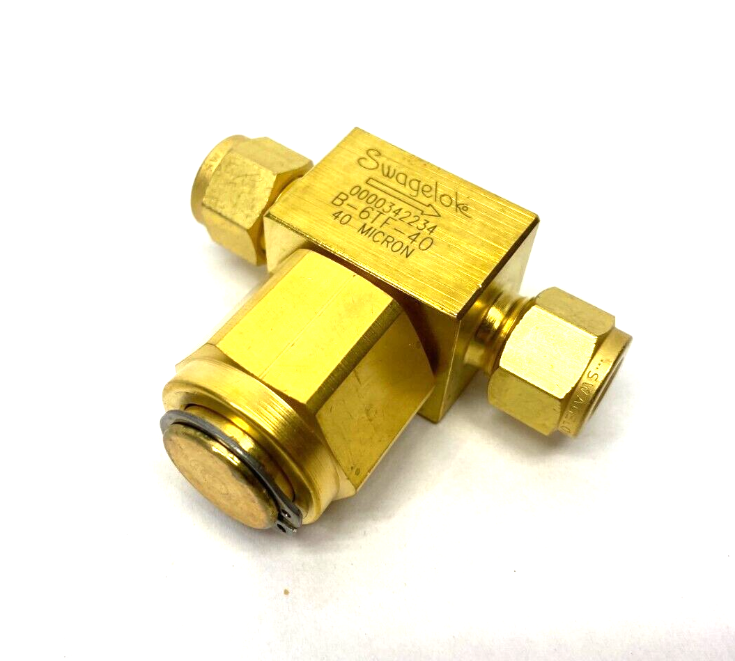 Swagelok B-6TF-40 Brass Tee-Type Particulate Filter - New – Open box - Maverick Industrial Sales
