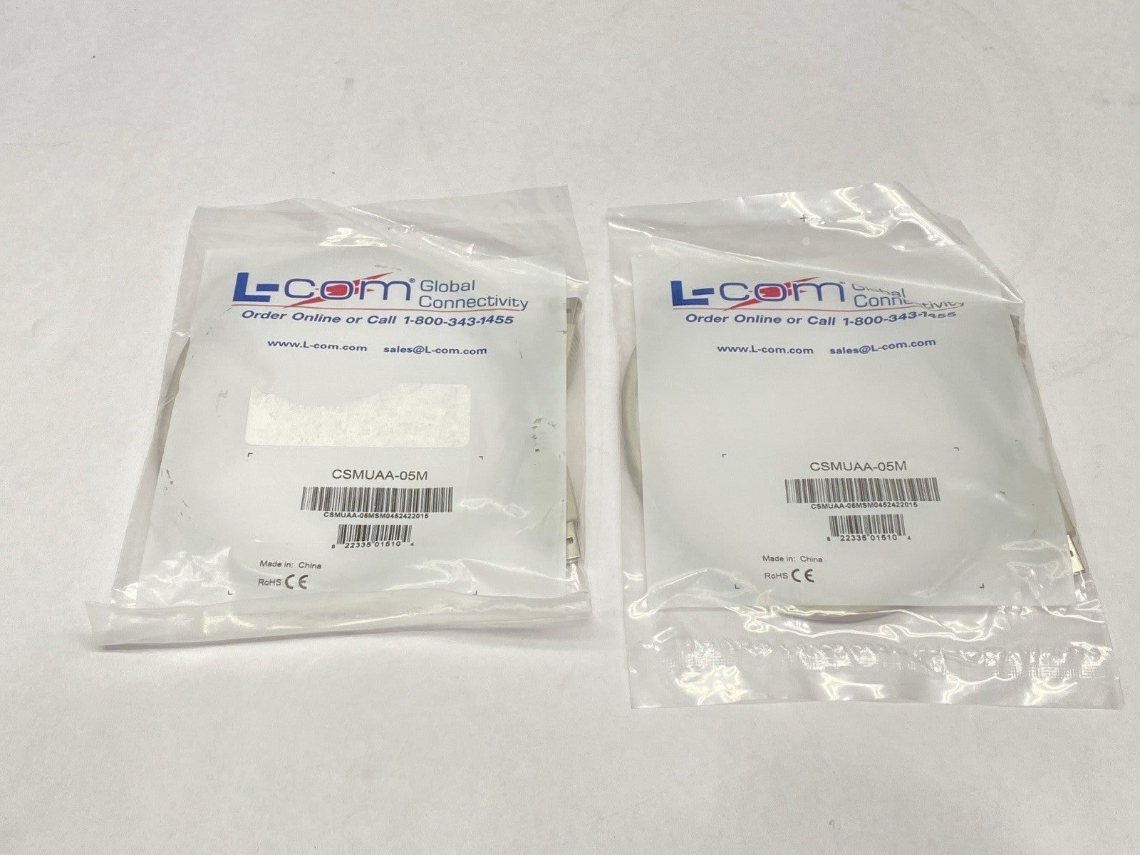 CSMUAA-05M | L-Com USB Cable USB A - USB A 0.5m LOT OF 2 - New - Maverick Industrial Sales