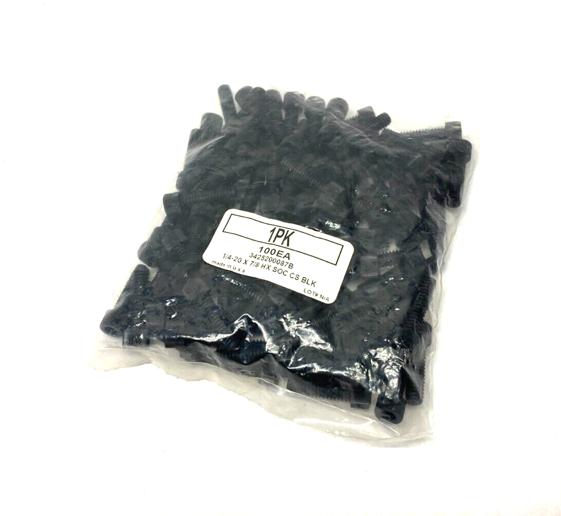 Essentra 3425200087B Nylon Hex Socket Cap Screw Black 1/4-20 x 7/8 PKG OF 100 - Maverick Industrial Sales