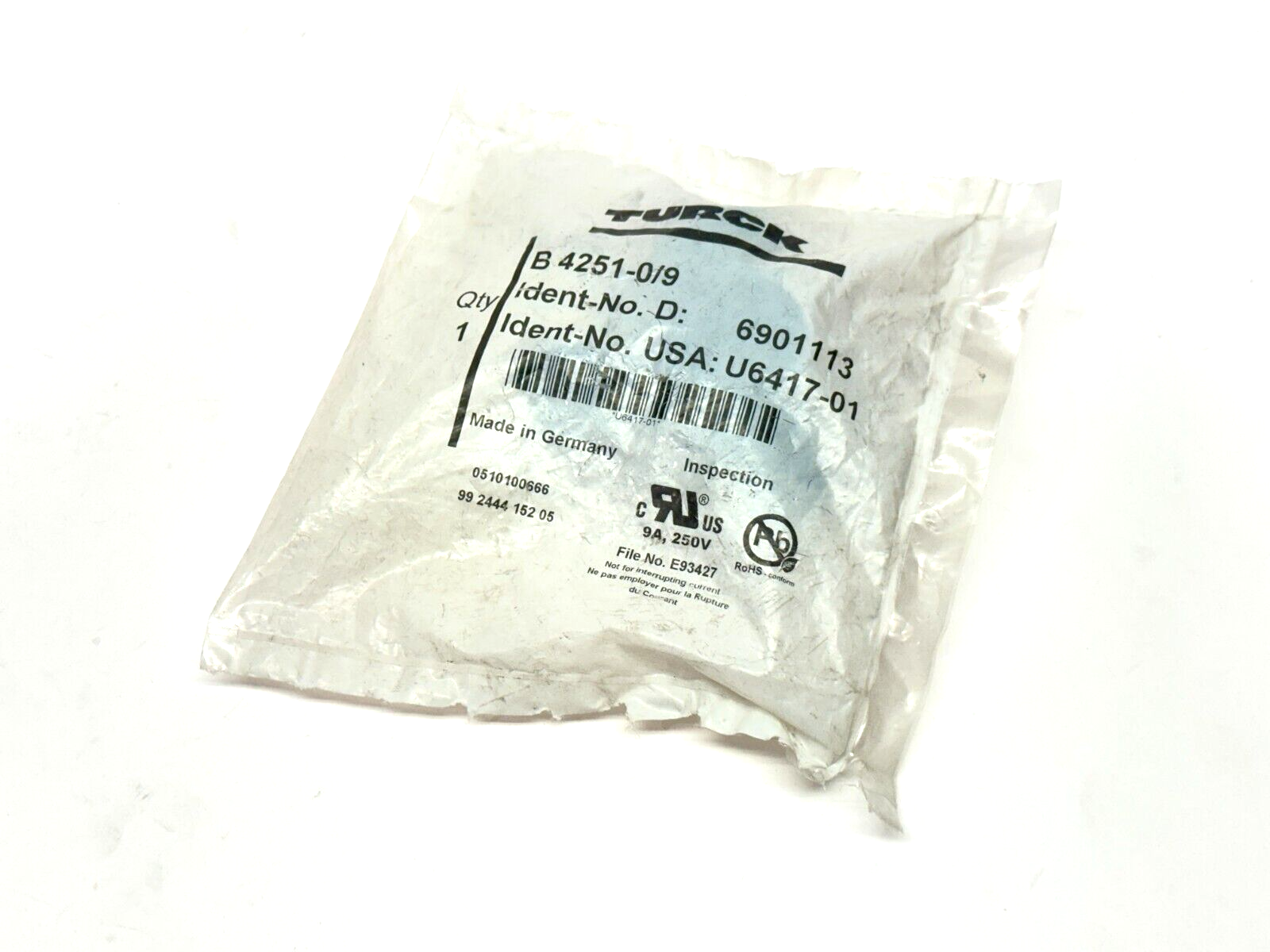 B 4251-0/9 | Turck Field Wireable Connector Male 7/8" Straight 5-Pin U6417-01 - New - Maverick Industrial Sales
