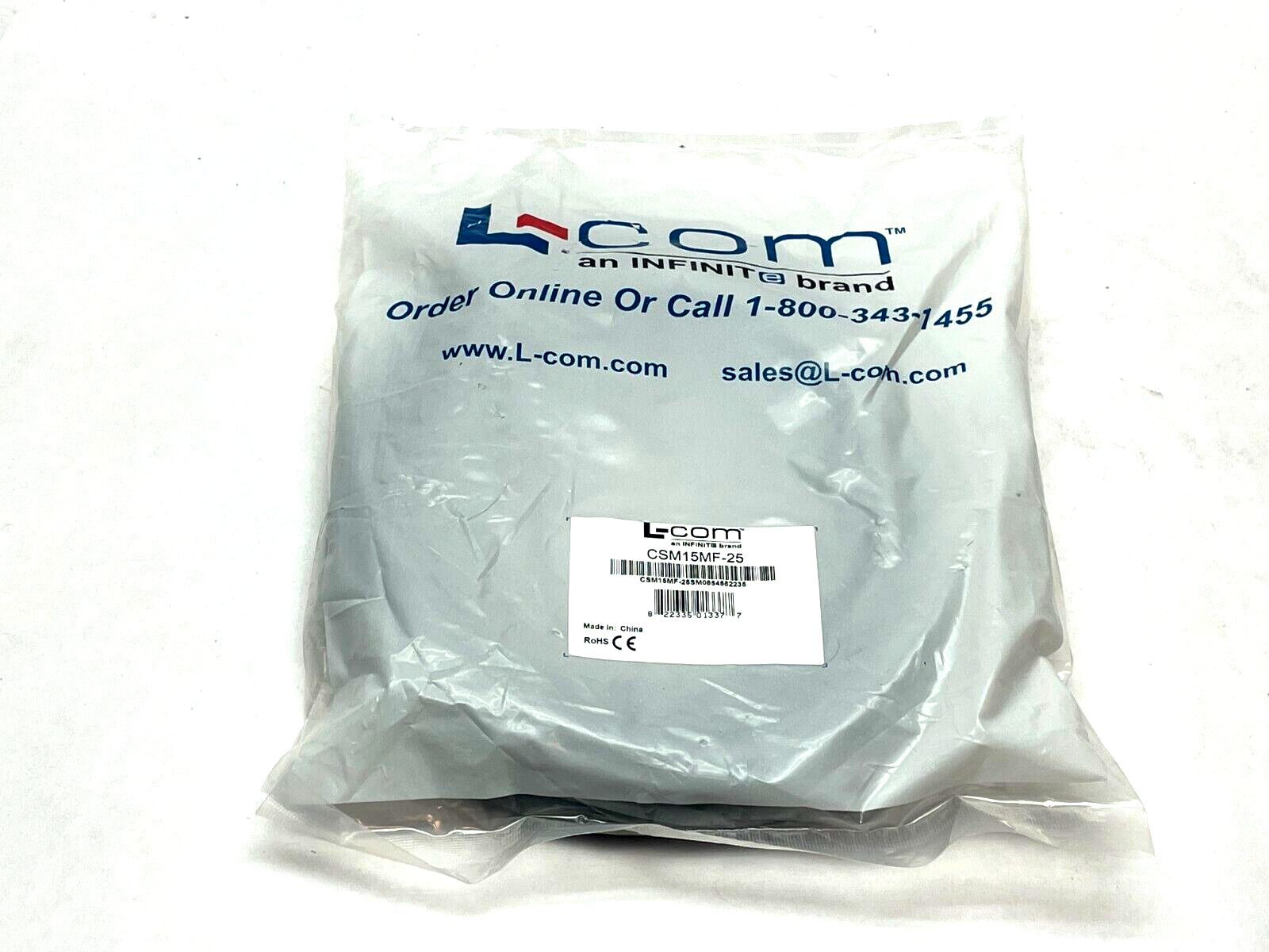 L-Com CSM15MF-25 Economy Molded D-Sub Cable 25ft Length - New - Maverick Industrial Sales