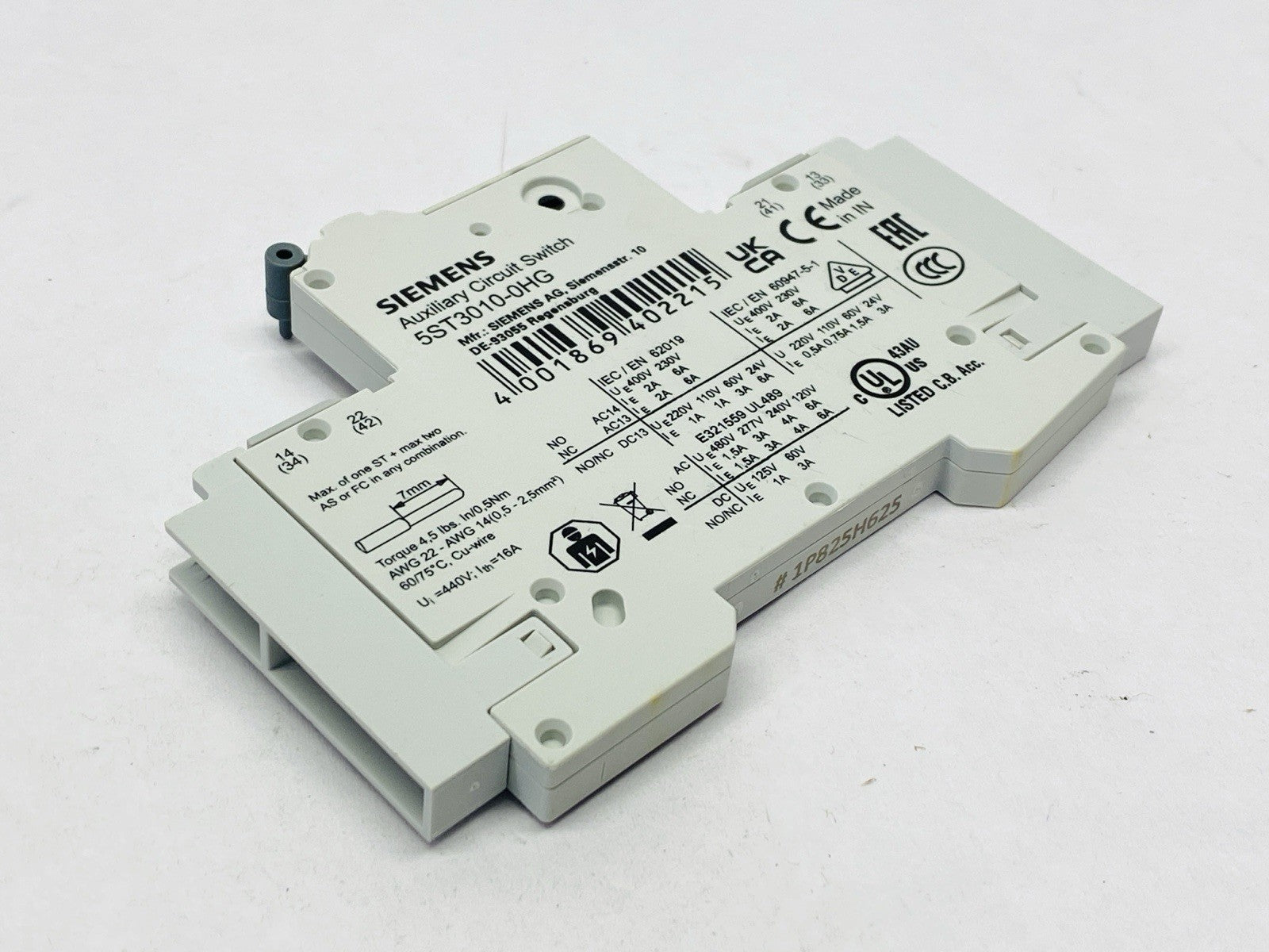Siemens 5ST3010-0HG Auxiliary Switch 1 NO Contact + 1 NC Contact - Maverick Industrial Sales